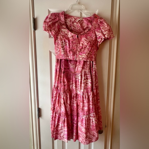 Ulla Johnson Pink Floral Midi 2-Piece Dress Size 2 - Picture 2 of 4